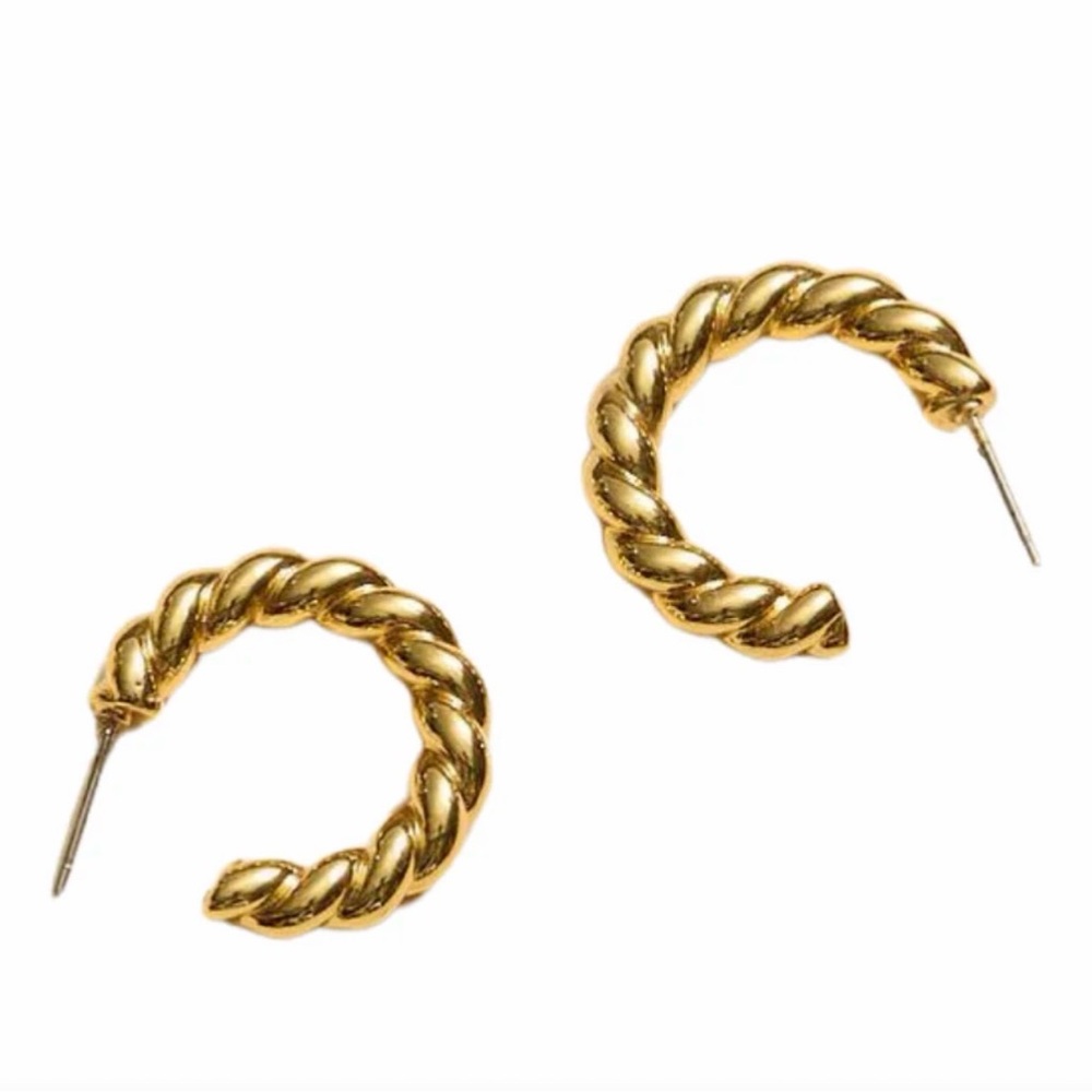 Mignonne Gavigan Gold Twisted “Mira” Hoop Earrings